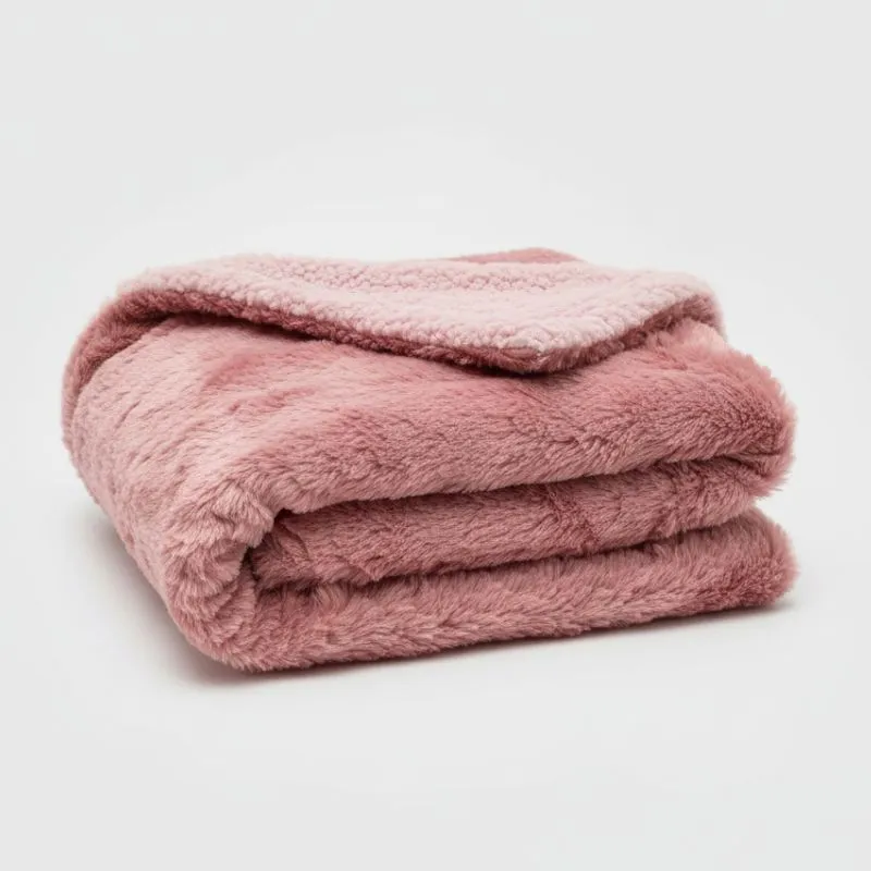 Manta de pelo ultrasuave rosa - Algodonea